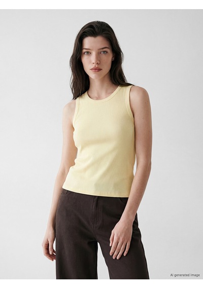 Lcw Comfort Sarı Bisiklet Yaka Kadın Atlet