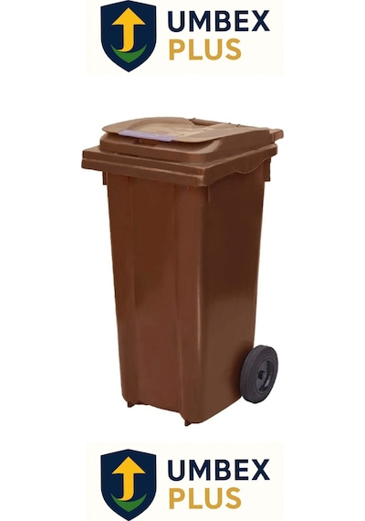 Plastik Metal Pedallı Çöp Konteyneri 120 Litre Konteyner - Isıya Dayanıklı Malzeme - Kahverengi