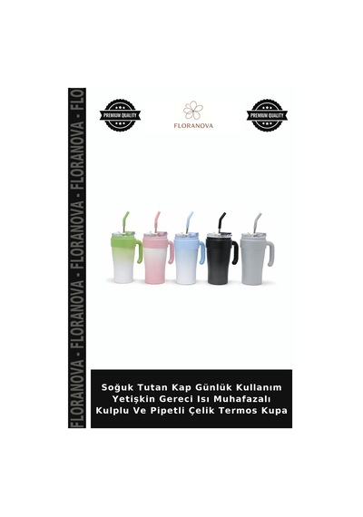 Soğuk Tutan Kap Günlük Kullanım Yetişkin Gereci Isı Muhafazalı Kulplu Ve Pipetli Çelik Termos Kupa Çok Renkli