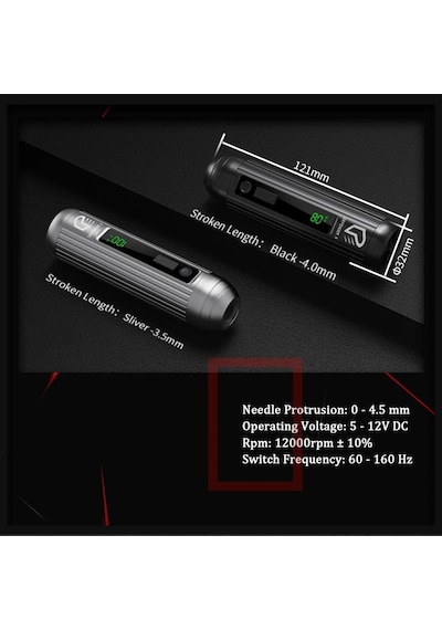 Ez Defender X Black 3.5mm Stroke Kablosuz Dövme Makinesi - Siyah