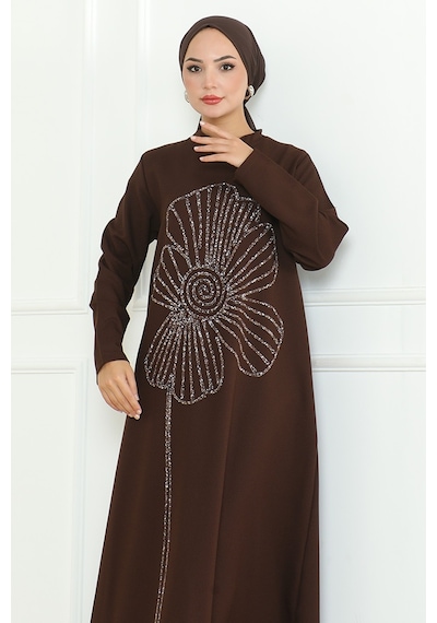 Zeral Taş İşlemeli Abiye 1200 - Kahve