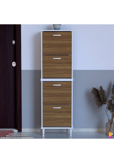 Eliusta Elenio 52 Cm Genişlik Ceviz Renk Ayaklı 4 Kapaklı Ayakkabılık 52x168x26 Cm Ayakkabılık Ceviz Eliusta Elenio 52 Cm Genişlik Ceviz Renk Ayaklı 4 Kapaklı Ayakkabılık 52x168x26 Cm Ayakkabılık Ceviz