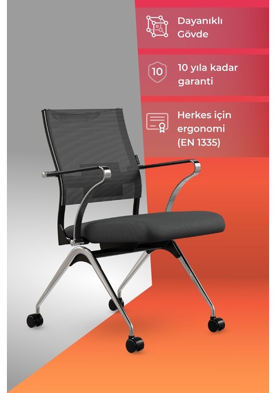 Ergolife Sit Air 24/7 M4-281k - Fileli, Krom, Tekerlekli, Toplantı, Ofis, Bekleme Sandalyesi - 697.5d.1.662 Siyah Ergolife Sit Air 24/7 M4-281k - Fileli, Krom, Tekerlekli, Toplantı, Ofis, Bekleme Sandalyesi - 697.5d.1.662 Siyah