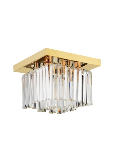 İstanbul Avize Yasemin 30 Cm Kare Gold Kristal Taşlı Avize Altın
