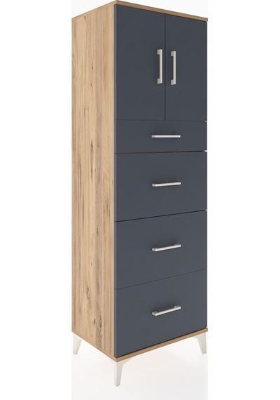 Hyperion Dolap Tek Raflı 4 Çekmeceli 2 Kapaklı 60x44x182 Çam-antrasit Atlas Çam Hyperion Dolap Tek Raflı 4 Çekmeceli 2 Kapaklı 60x44x182 Çam-antrasit Atlas Çam