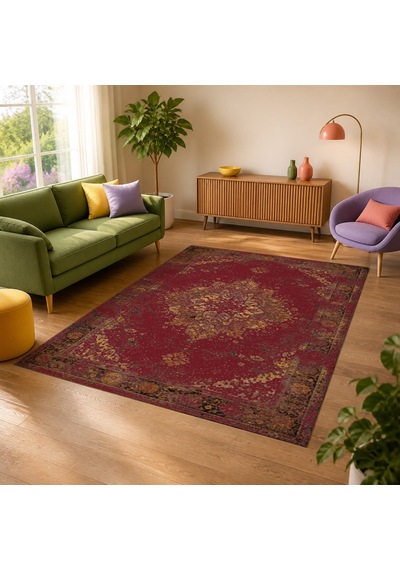 Kartela Halı Melo Halı Jüt Taban Dokuma Halı Bordo - 200 X 300 Cm