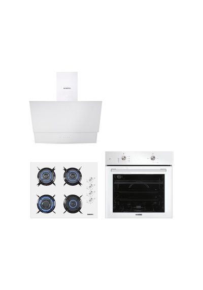 Kumtel B66-S2 - KO-40TAHDF - DA6-835 Home Plus Beyaz Cam Ankastre Set