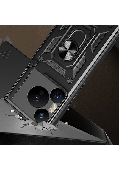 Huawei Pura 70 Pro 5g Kılıf Magnetik Standlı Kamera Korumalı Sürgülü Vega Ka Mavi Mavi