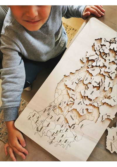 Ahşap Türkiye Haritası, Yapboz, Puzzle Streçli/kutusuz - 50x27,50cm