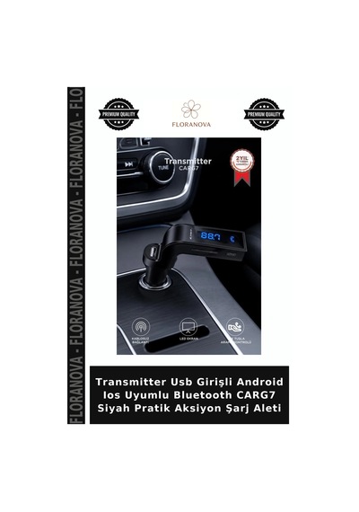 Transmitter Usb Girişli Android Ios Uyumlu Bluetooth Carg7 Siyah Pratik Aksiyon Şarj Aleti