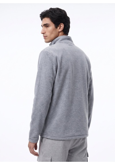 Discovery Expedition D5wm-swt3301 Gri Dik Basic Erkek Polar Sweatshırt Gri Melanj