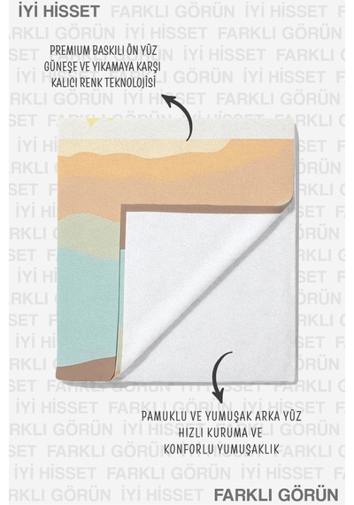 Gün Batımı Deniz Manzaralı Plaj Havlusu - Bohem Pastel Renkli Hızlı Kuruyan Mikrofiber Havlu Serin Melisa