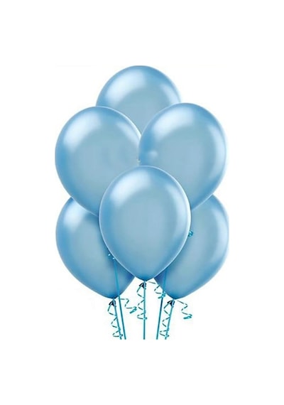 100 Adet Açık Mavi Balon Helyum Gazı Uyumlu Shıny Metallıc Blue Balloon Mavi Parlak Metalik Balon