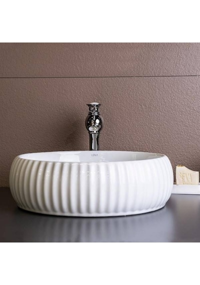 Lena - Tezgah Üstü Porselen Lavabo - E-4161- Beyaz
