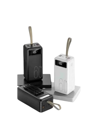 Tek Hızlı Şarj 4 Çıkışlı Powerbank 60.000 Mah Taşınabilir Dijital Göstergeli Najmaddin