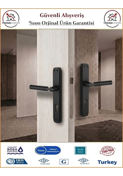 Trendhomm Parçalı Aynalı - Mat Siyah - Yale Dış Çelik Kapı Kolu