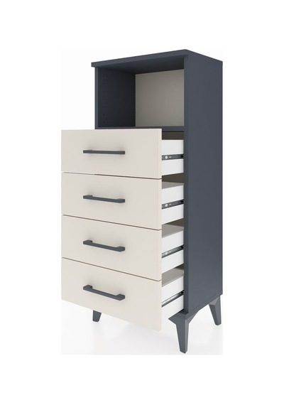 Arges Komodin Tek Raflı 4 Çekmeceli 44x30x106 Antrasit-aytaşı Antrasit