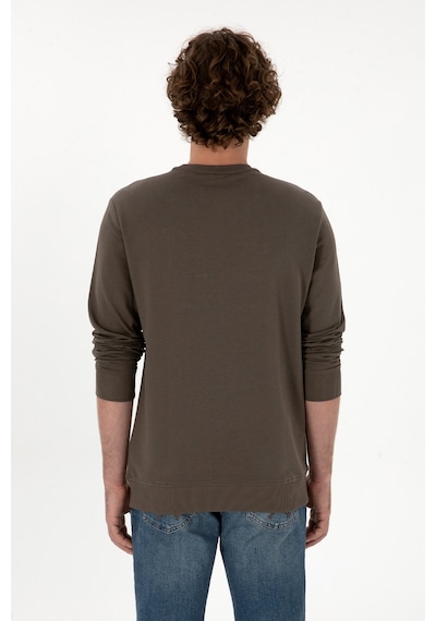 U.S. Polo Assn. Erkek Regular Fit Bisiklet Yaka Vizon İnce Sweatshirt 50313801-VR052