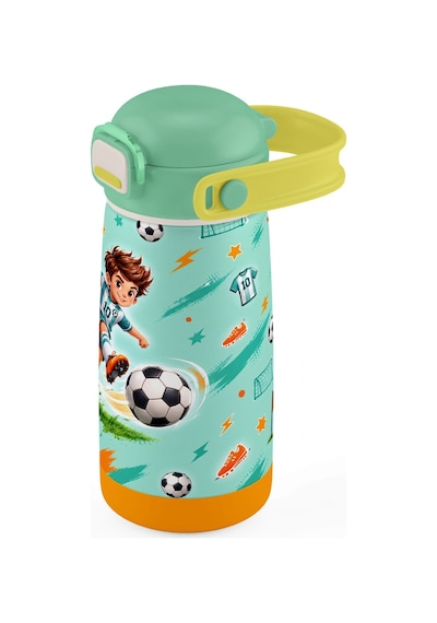 Puccon 420 Ml Açık Yeşil Futbol Desenli Erkek Çocuk Okul Matarası Paslanmaz Çelik Termos - 60021