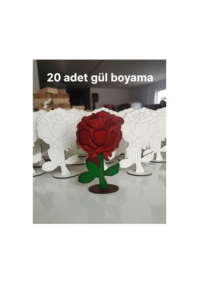Ahşap Çiçek Boyama 20 Adet Anaokulu Kreş Yaz Okulu Etkinliği
