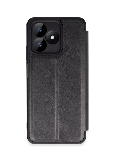 Realme Note 50 4g Kapaklı Kılıf İçi Süet Kaplı Ve Kartlıklı Pu Deri Kapak Ryc/flip Cover Siyah