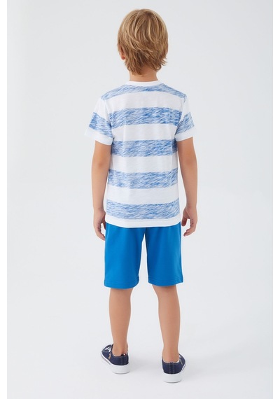 U S Polo Assn Stripe Pattern Mavi Erkek Çocuk Bermuda Takım U S Polo Assn Stripe Pattern Mavi Erkek Çocuk Bermuda Takım