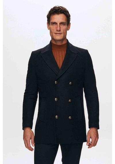 D's Damat Ds Damat Regular Fit Lacivert Denizci Metal Düğme Detaylı Kaşe Kaban 1HF08ORT10005 Lacivert