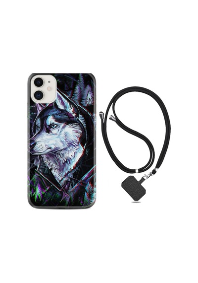 Apple iPhone Uyumlu Iphone 13 Kılıf Silikon Desen Boyun Askılı Dog Eyes 1761
