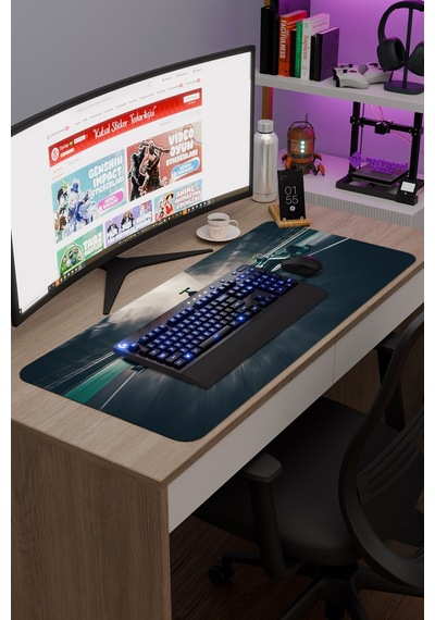 F1 Kaymaz Dikişli Kauçuk Oyuncu Mousepad V1 - 90x40 Xxl Gaming Mouse Pad Fare Altlığı