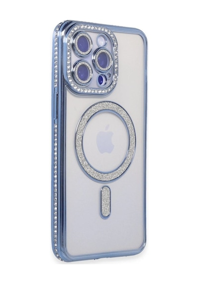 Apple İphone Uyumlu 15 Pro Kılıf Joke Simli Magneticsafe Kılıf - Mavi Çok Renkli