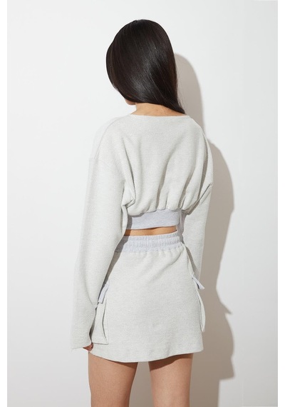 About Blank Lastikli Crop Sweatshirt Acı Kahverengi