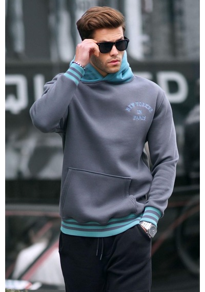 Madmext Füme Oversize Kapüşonlu Sweatshirt 6139-füme Füme