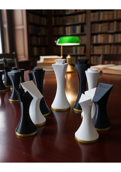 Modern Minimalist Tasarım Satranç Taşları Seti 3d Baskı Pla Malzeme Tam İki Takım