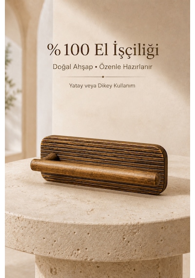 Ahşap Rulo Havluluk Peçetelik Banyo Mutfak Askısı Havlu Peçete Askılığı Ahşap Ahşap