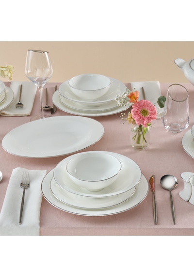 Karaca Fine Pearl Extra Argento 55 Parça 12 Kişilik Yemek Takımı Platin Renkli