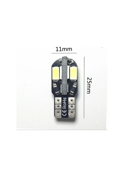 Sisa T10 Led Metal Ultra W5W 8 Ledli Park Tavan Plaka Ampülü 10 Adet Beyaz
