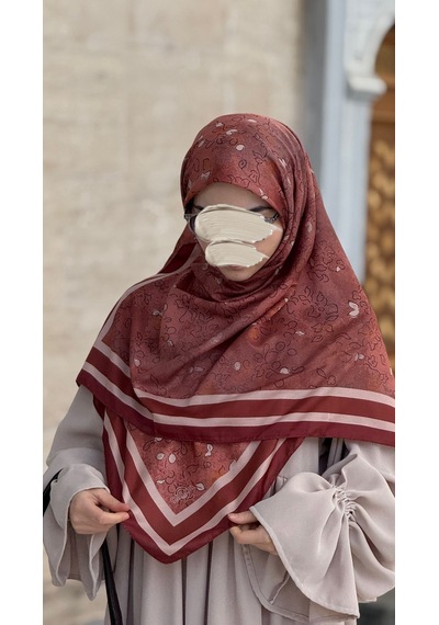 Qalortex Scarf Pamuklu Soft Minâ Desen Eşarp-taba