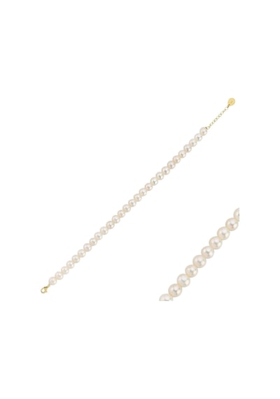 7,5 Mm Sıralı Doğal İnci Bileklik 22 Cm Gold Sarı Altın