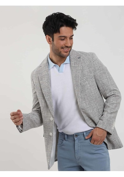 Dufy Saks Erkek Slim Fit Pitikare Desenli Sivri Yaka Casual Ceket - 104437-saks Saks Mavi Dufy Saks Erkek Slim Fit Pitikare Desenli Sivri Yaka Casual Ceket - 104437-saks Saks Mavi