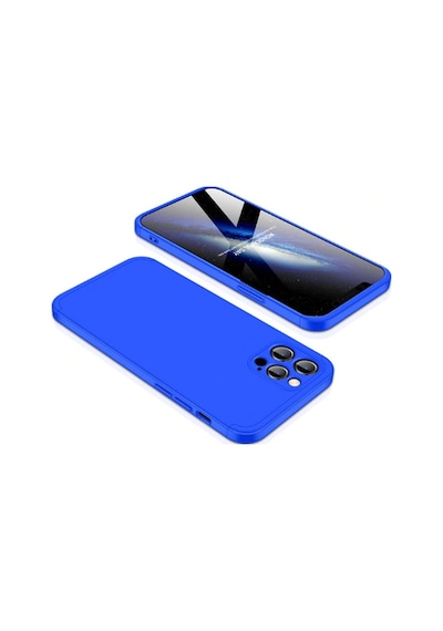 Kilifone - İphone 12 Pro Max Uyumlu Kılıf Parmak İzi Tutmayan Alt Üst Geçmeli 3 Parça Ays Kapak - Mavi - T16701