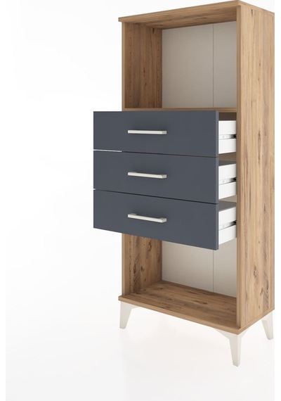 Hyperion Dolap Tek Raflı 3 Çekmeceli 60x44x134 Çam-antrasit Çam Hyperion Dolap Tek Raflı 3 Çekmeceli 60x44x134 Çam-antrasit Çam