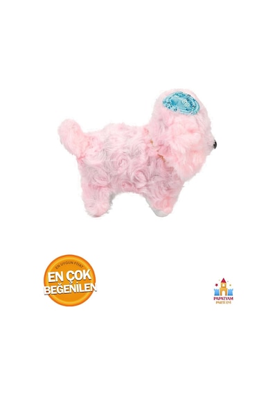 Pembe Sevimli Şapkalı Havlayan Yürüyen Pilli Peluş Oyuncak Köpek Gözleri Işıklı Peluş Hareket Eden K Pembe
