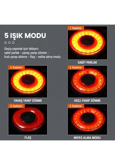 Akıllı Fren Sensörlü Bisiklet Arka Lambası