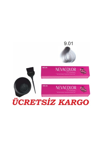 Neva Color Saç Boyası 9.01 Gümüş Gri 50 Gr X2Adet+Boyama Seti