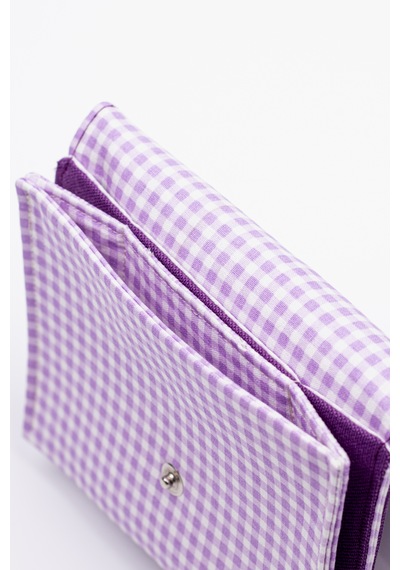 Fabric Craft Bag Kadın Cüzdanı Kumaş, Çıtçıt Kapamalı Mor
