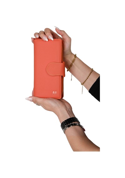 Mft Leather Hakiki Deri Kadın Cüzdan Mimosa 6073 Flother Mat Turuncu
