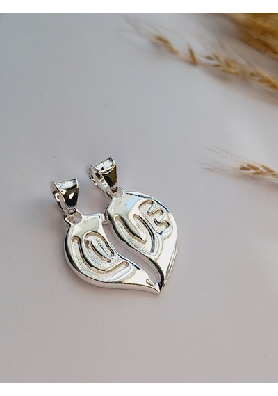 925 Ayar Gümüş Love Çift Best Friends Tasarım Unisex Kolye Ucu Gümüş