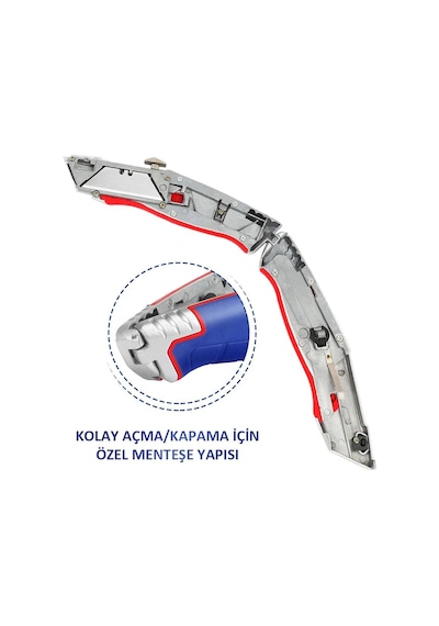 Workpro Wp213012 Ağır Hizmet Alüminyum Gövde Geri Çekilebilir Rötuş Maket Bıçağı + 4 Adet Yedek Bıça