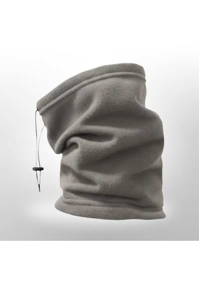 Qulothes Termal Polar Soğuk Geçirmez Bere & Boyunluk Unisex Pamuklu Kışlık Ayarlanabilir İpli Bere Gri