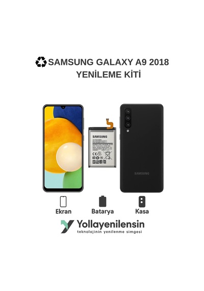 Samsung Galaxy A9 2018  Kiti Ekran + Batarya + Arka Kasa Model Uyumlu, Yüksek Kalite Par